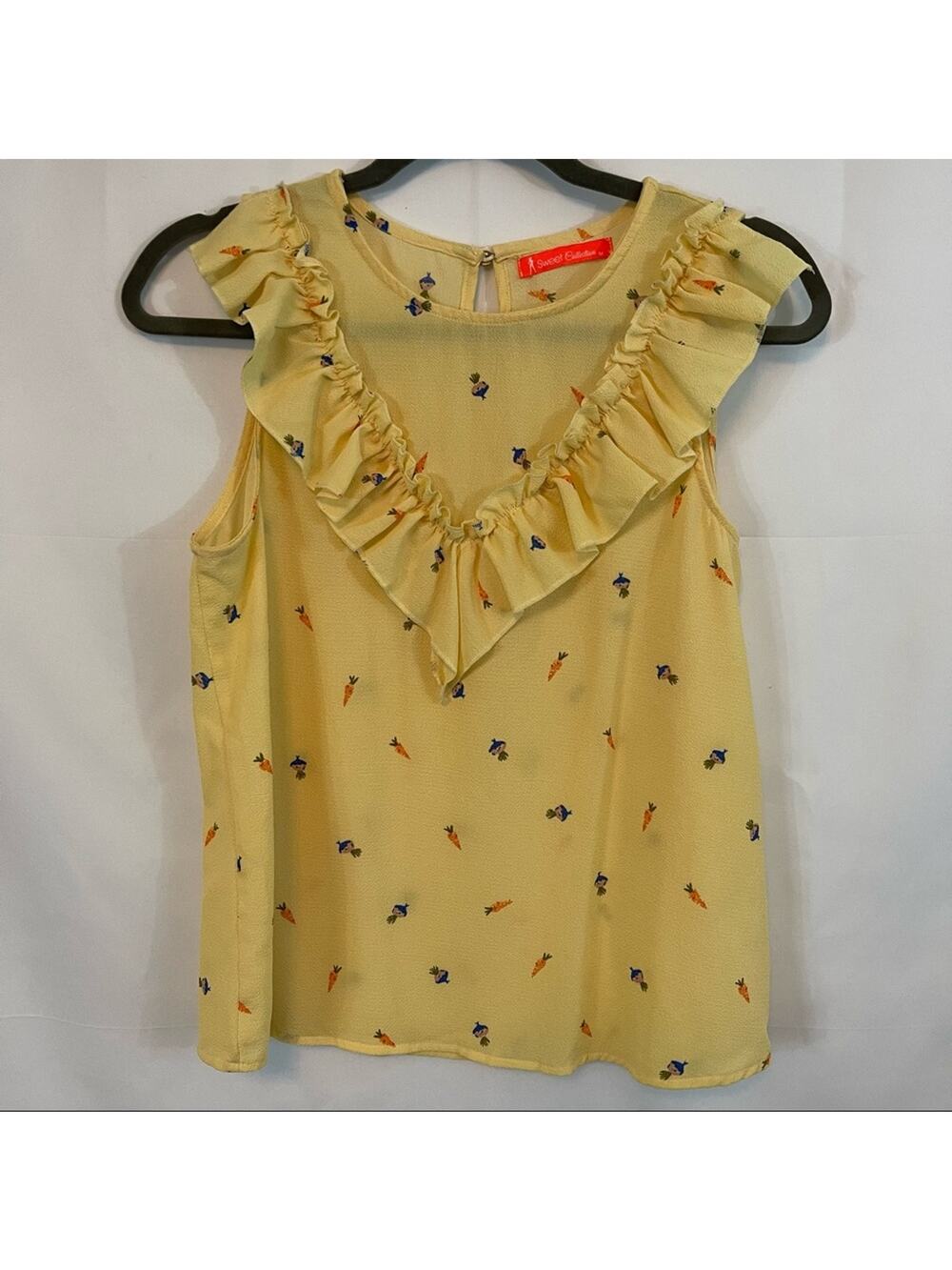 Sweet Collection, Sleeveless Blouse, Size Medium. Yellow Floral. Excellent cond!